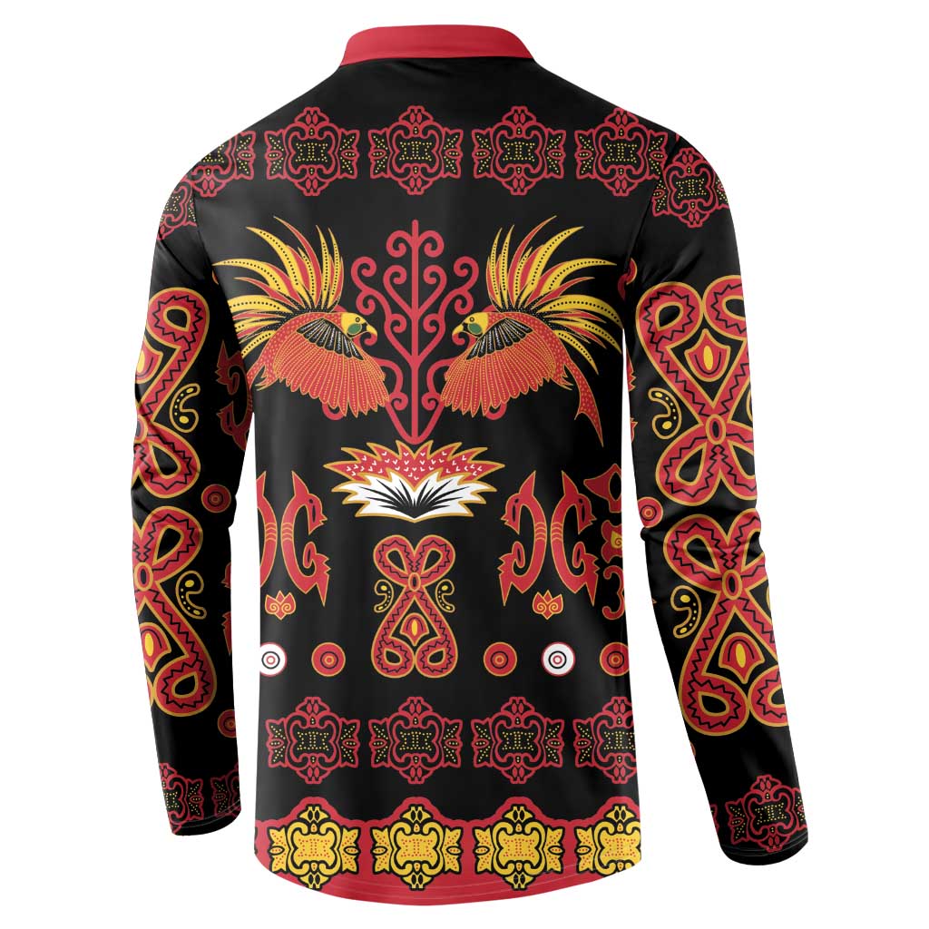 Papua Batik Motif Button Sweatshirt Papua Spirit Black Version - Polynesian Pride