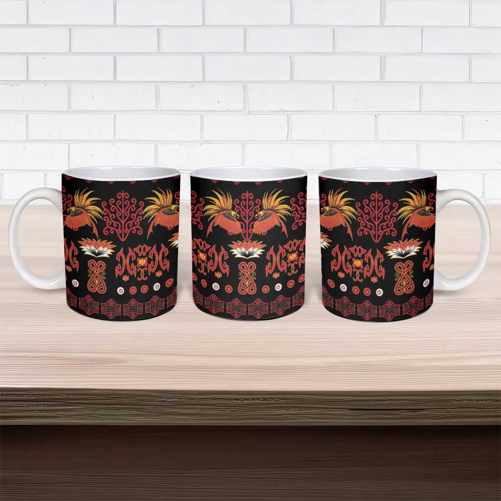 Papua Batik Motif Ceramic Mug Papua Spirit Black Version - Polynesian Pride