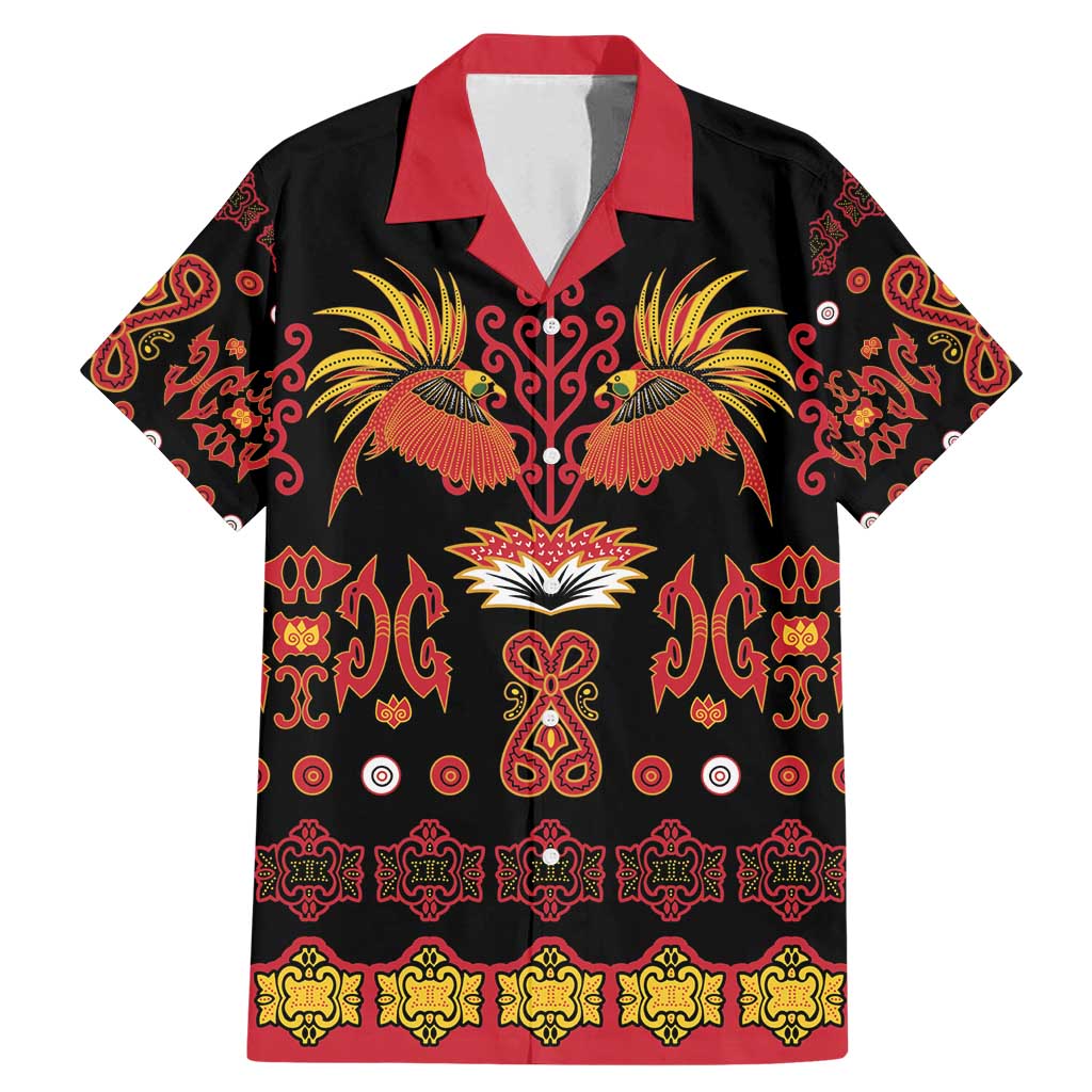 Papua Batik Motif Family Matching Mermaid Dress and Hawaiian Shirt Papua Spirit Black Version - Polynesian Pride