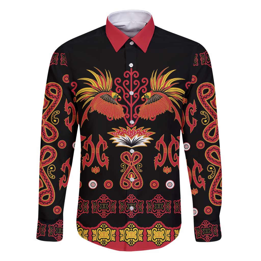 Papua Batik Motif Family Matching Mermaid Dress and Hawaiian Shirt Papua Spirit Black Version - Polynesian Pride