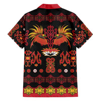 Papua Batik Motif Family Matching Off Shoulder Maxi Dress and Hawaiian Shirt Papua Spirit Black Version - Polynesian Pride