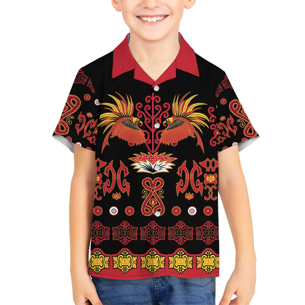 Papua Batik Motif Family Matching Puletasi and Hawaiian Shirt Papua Spirit Black Version LT05 Son's Shirt Black - Polynesian Pride