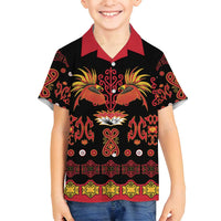 Papua Batik Motif Family Matching Puletasi and Hawaiian Shirt Papua Spirit Black Version LT05 Son's Shirt Black - Polynesian Pride