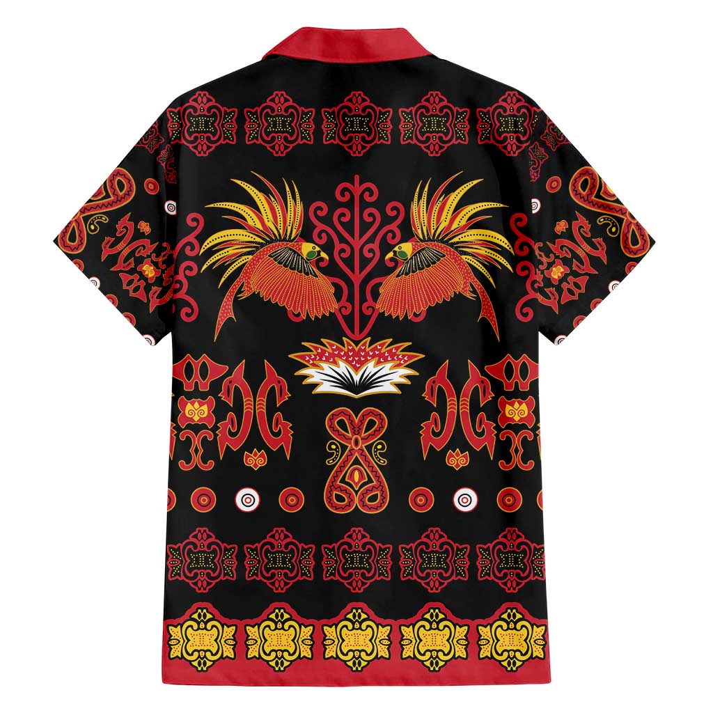 Papua Batik Motif Family Matching Summer Maxi Dress and Hawaiian Shirt Papua Spirit Black Version - Polynesian Pride