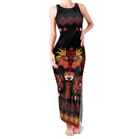 Papua Batik Motif Family Matching Tank Maxi Dress and Hawaiian Shirt Papua Spirit Black Version - Polynesian Pride