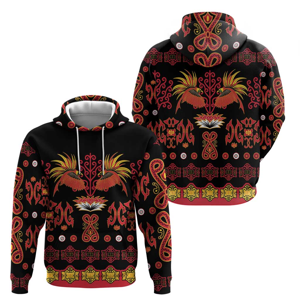 Papua Batik Motif Hoodie Papua Spirit Black Version - Polynesian Pride