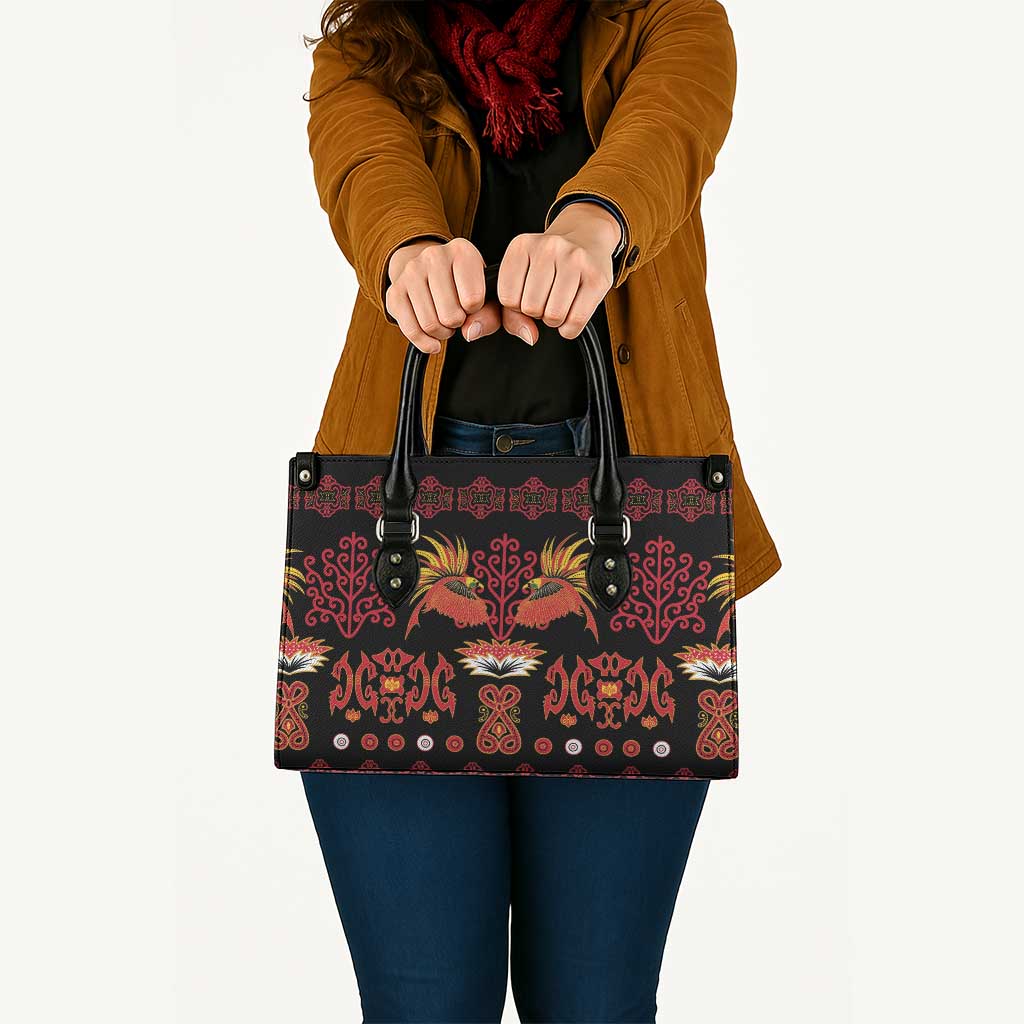 Papua Batik Motif Leather Bag Papua Spirit Black Version - Polynesian Pride