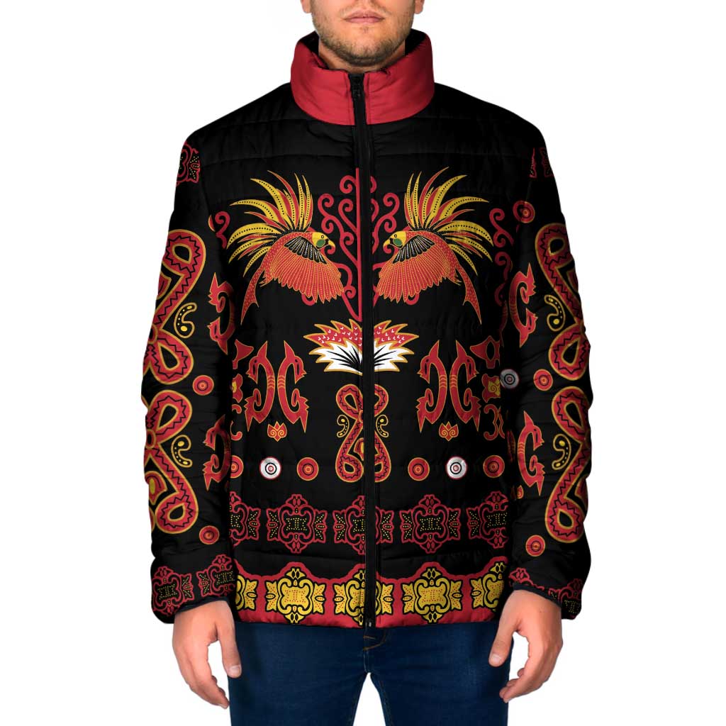Papua Batik Motif Padded Jacket Papua Spirit Black Version - Polynesian Pride