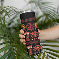 Papua Batik Motif Skinny Tumbler Papua Spirit Black Version - Polynesian Pride