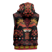 Papua Batik Motif Sleeveless Zip Hoodie Papua Spirit Black Version - Polynesian Pride