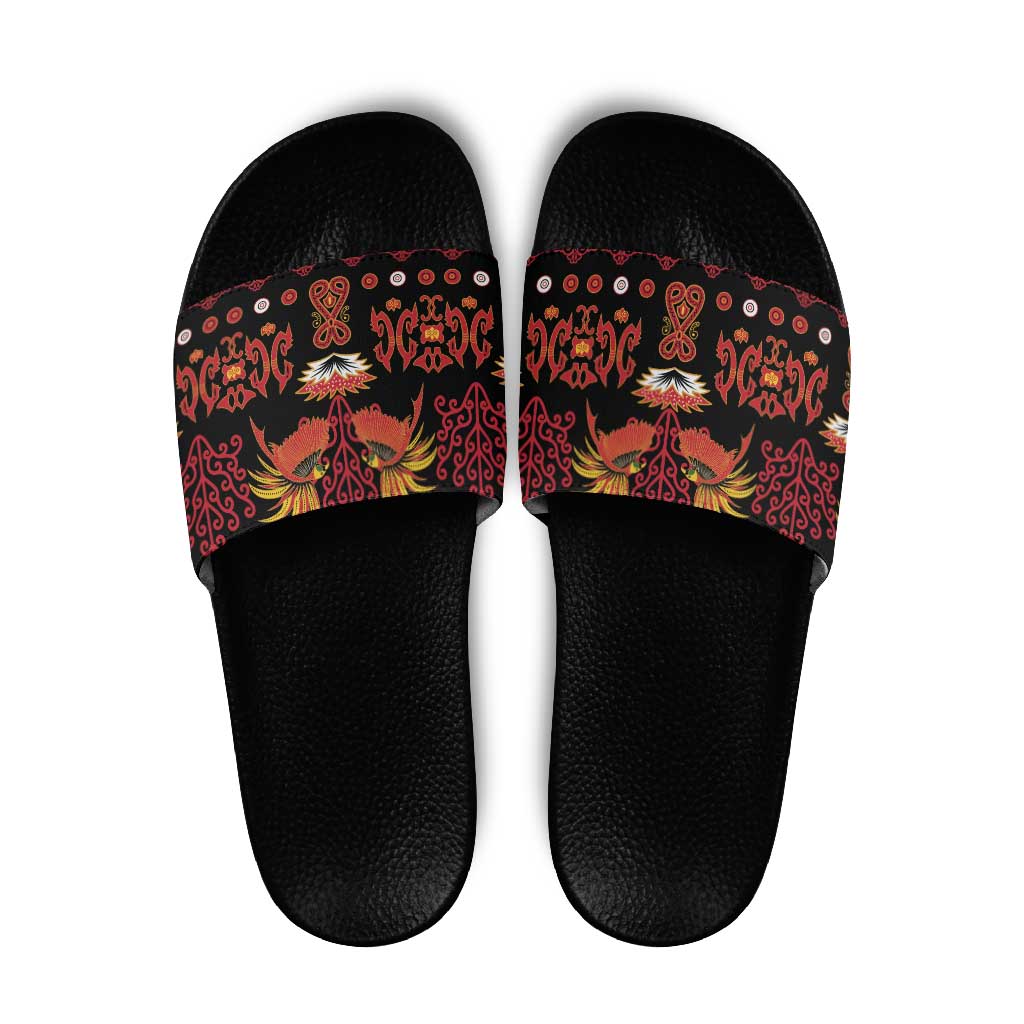 Papua Batik Motif Slide Sandals Papua Spirit Black Version - Polynesian Pride