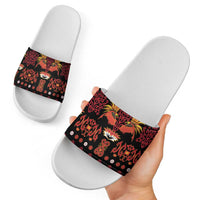 Papua Batik Motif Slide Sandals Papua Spirit Black Version - Polynesian Pride