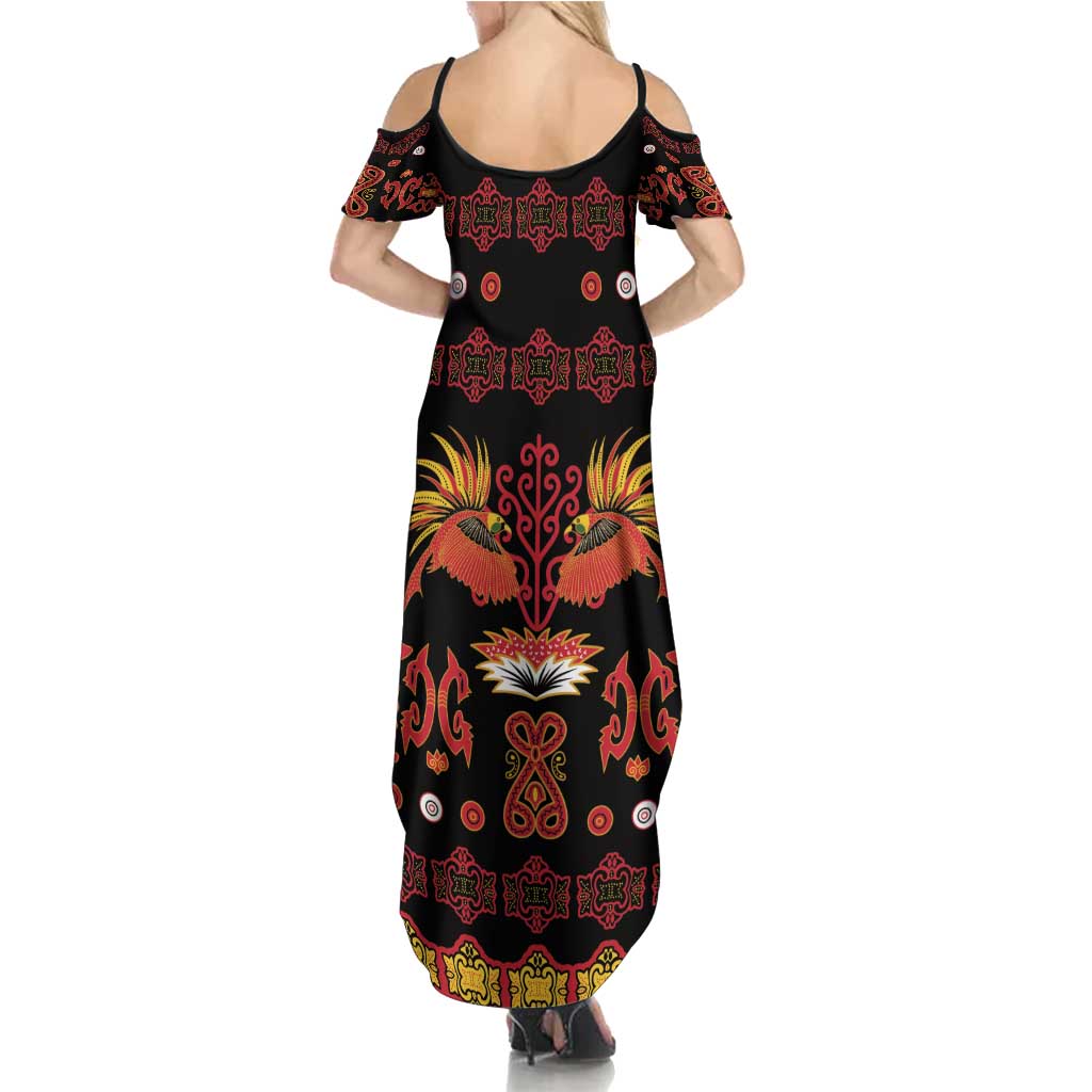 Papua Batik Motif Summer Maxi Dress Papua Spirit Black Version - Polynesian Pride