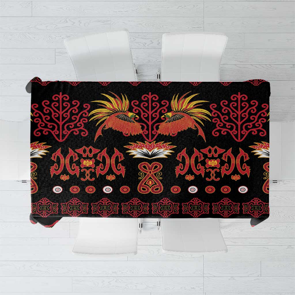 Papua Batik Motif Tablecloth Papua Spirit Black Version - Polynesian Pride