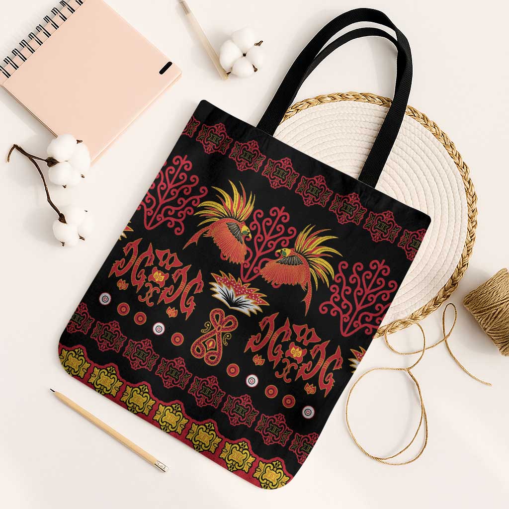 Papua Batik Motif Tote Bag Papua Spirit Black Version - Polynesian Pride