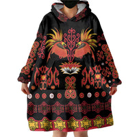 Papua Batik Motif Wearable Blanket Hoodie Papua Spirit Black Version - Polynesian Pride