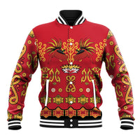 Papua Batik Motif Baseball Jacket Papua Spirit Red Version - Polynesian Pride