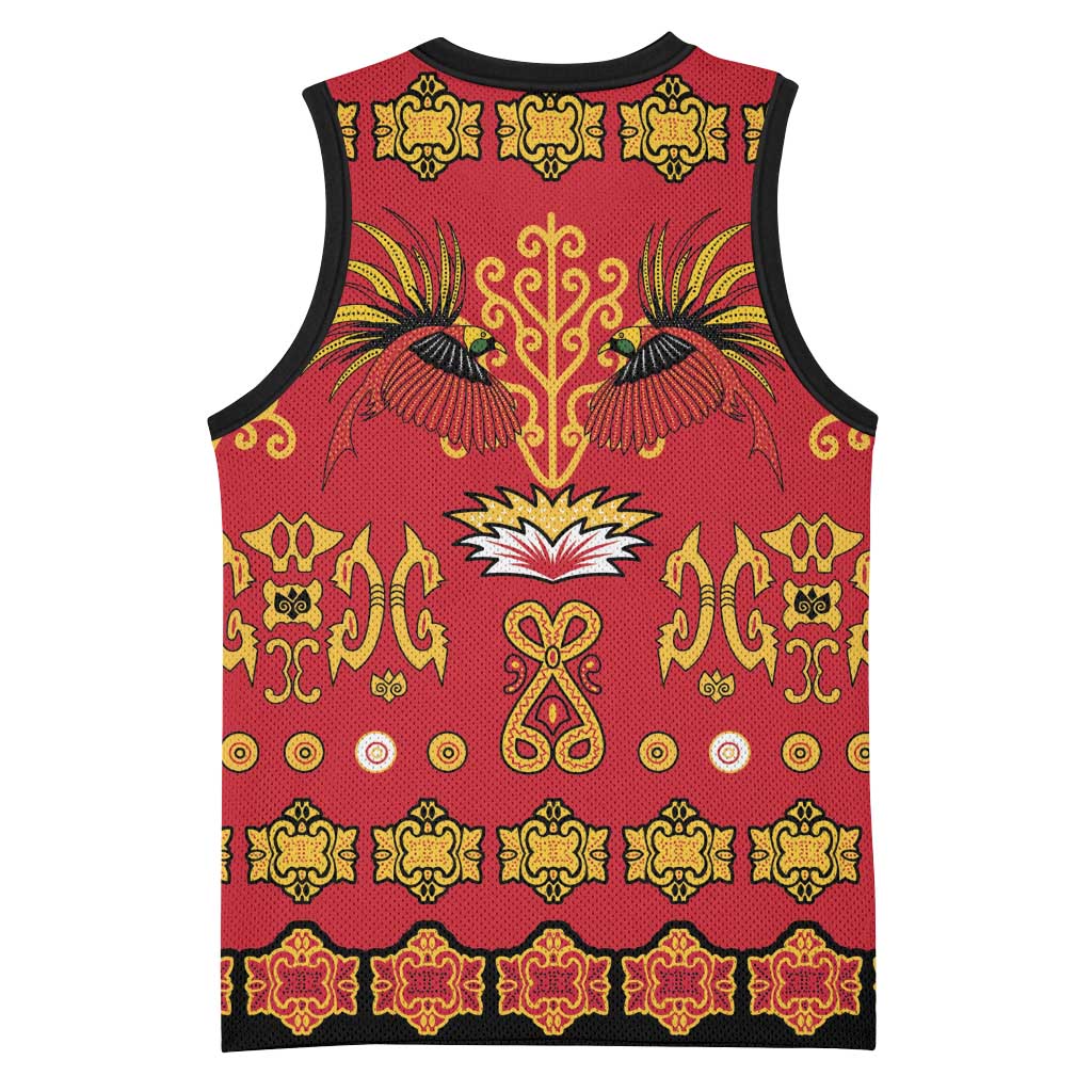Papua Batik Motif Basketball Jersey Papua Spirit Red Version - Polynesian Pride