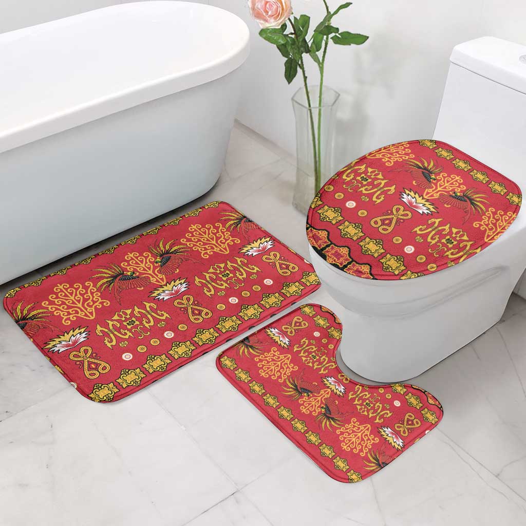Papua Batik Motif Bathroom Set Papua Spirit Red Version - Polynesian Pride