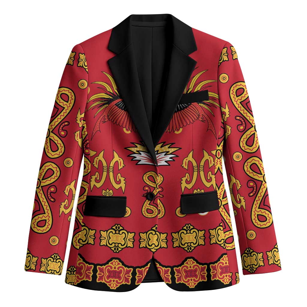 Papua Batik Motif Blazer Papua Spirit Red Version - Polynesian Pride