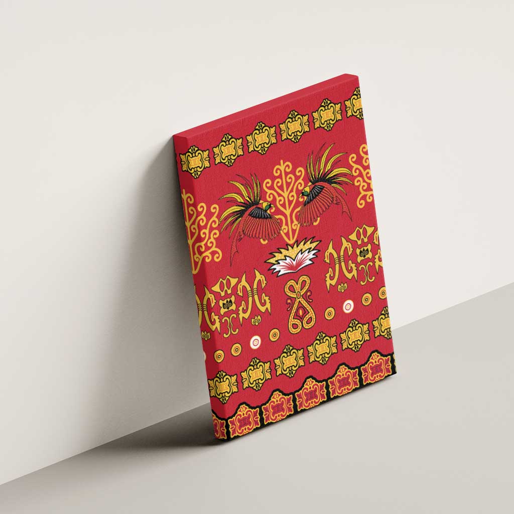 Papua Batik Motif Canvas Wall Art Papua Spirit Red Version - Polynesian Pride