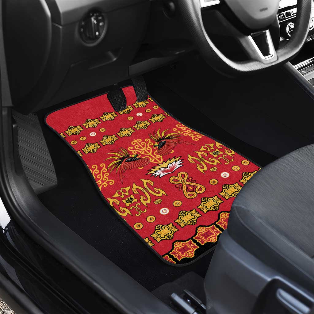 Papua Batik Motif Car Mats Papua Spirit Red Version - Polynesian Pride