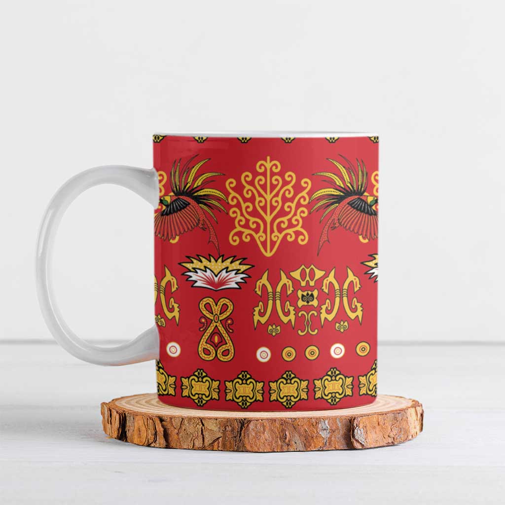 Papua Batik Motif Ceramic Mug Papua Spirit Red Version - Polynesian Pride