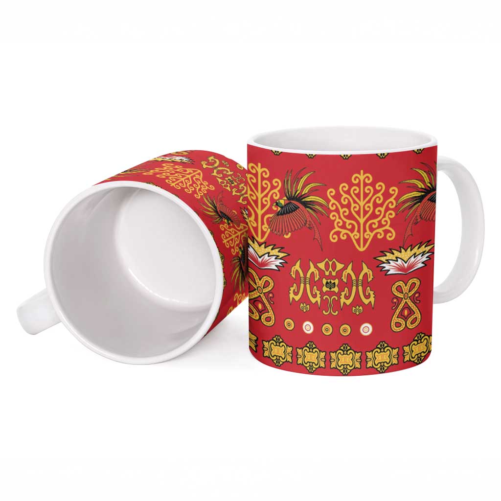 Papua Batik Motif Ceramic Mug Papua Spirit Red Version - Polynesian Pride