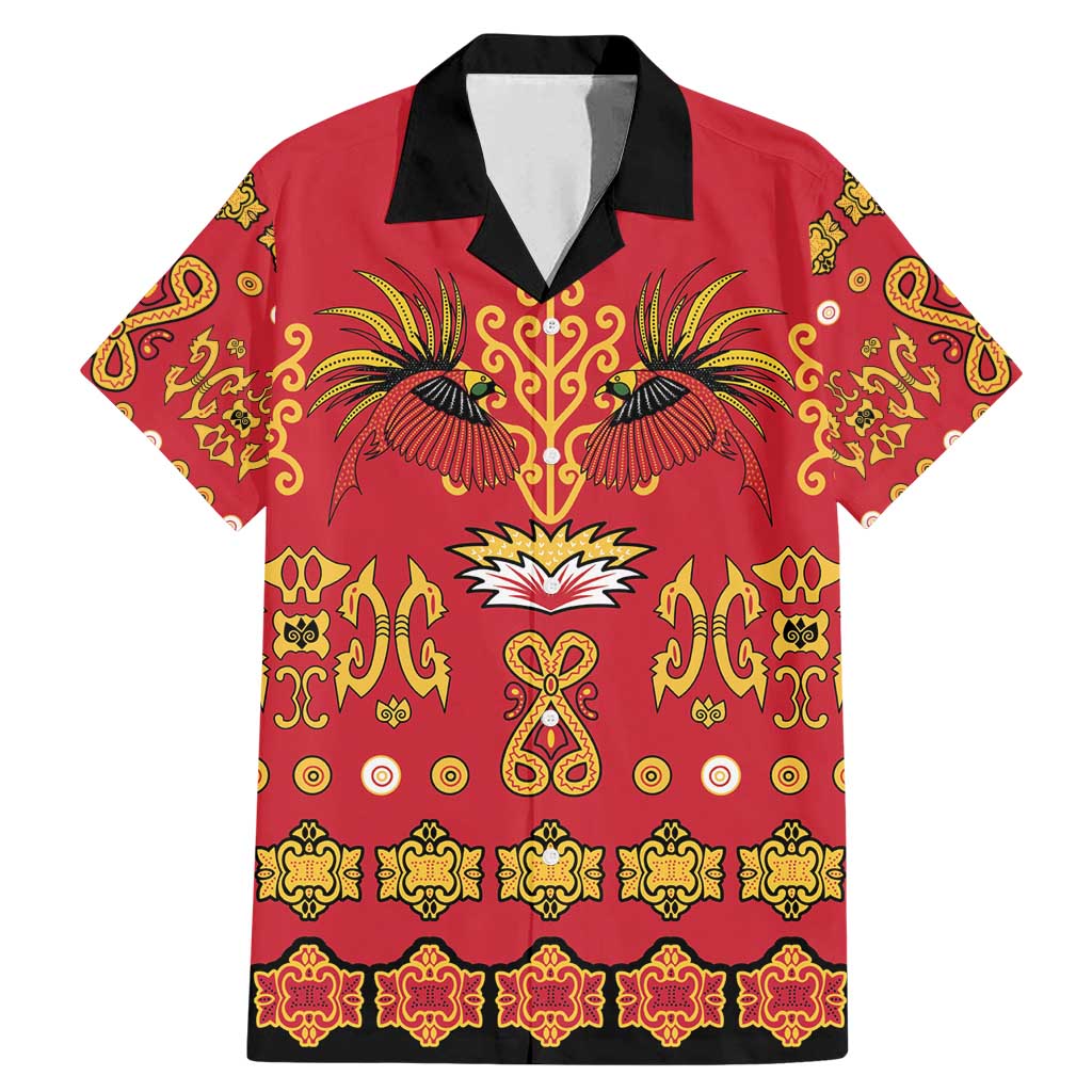Papua Batik Motif Family Matching Mermaid Dress and Hawaiian Shirt Papua Spirit Red Version - Polynesian Pride