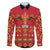Papua Batik Motif Family Matching Off The Shoulder Long Sleeve Dress and Hawaiian Shirt Papua Spirit Red Version - Polynesian Pride