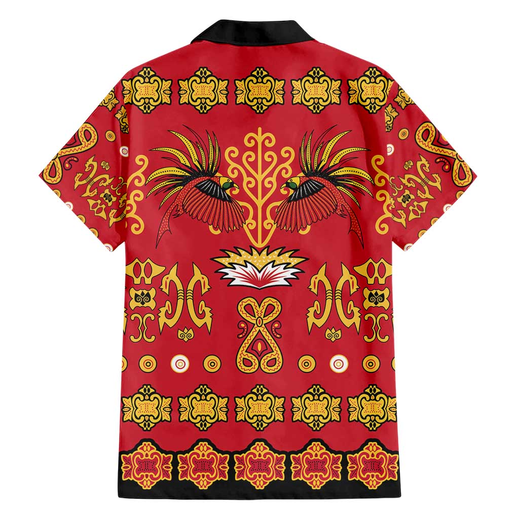 Papua Batik Motif Family Matching Short Sleeve Bodycon Dress and Hawaiian Shirt Papua Spirit Red Version - Polynesian Pride