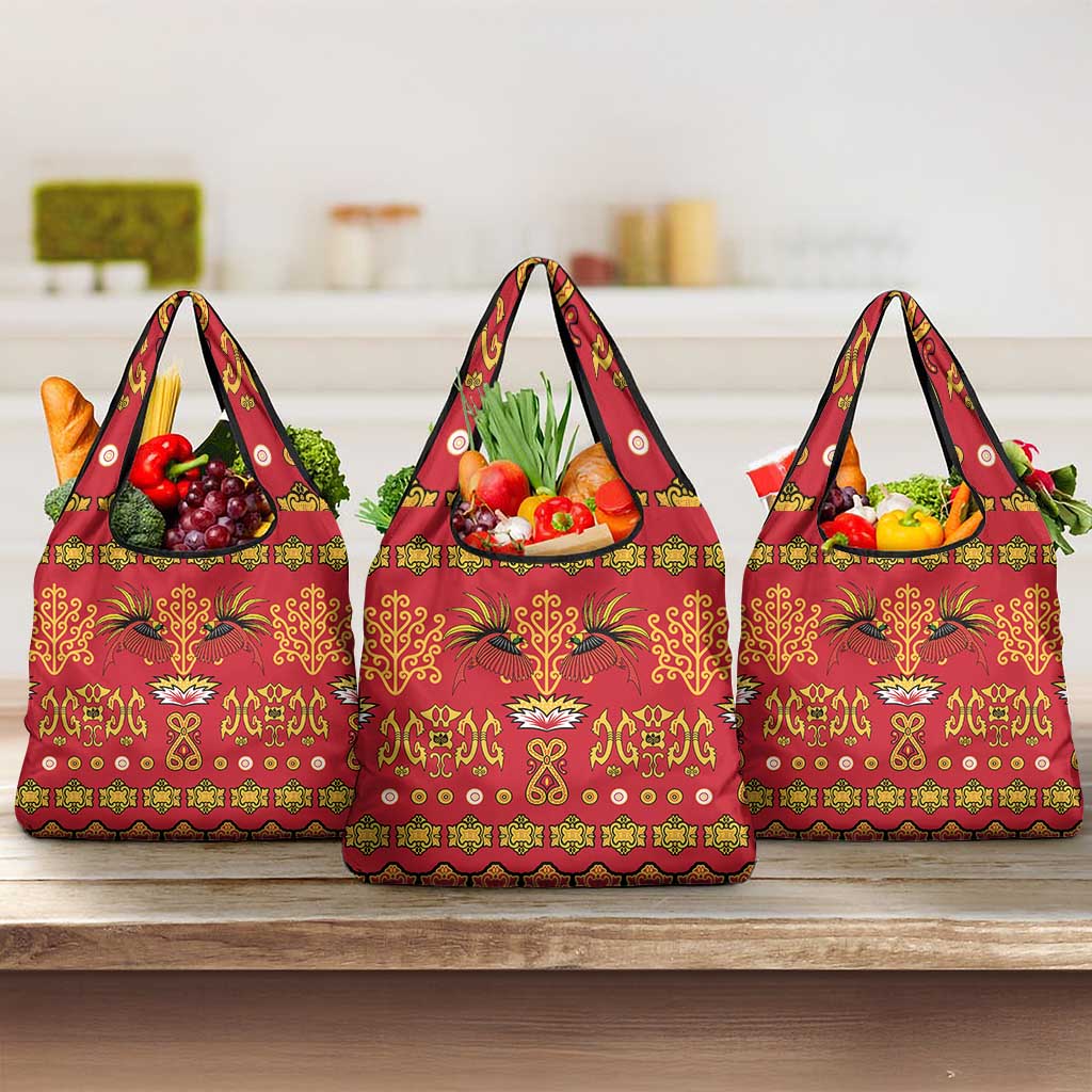 Papua Batik Motif Grocery Bag Papua Spirit Red Version - Polynesian Pride