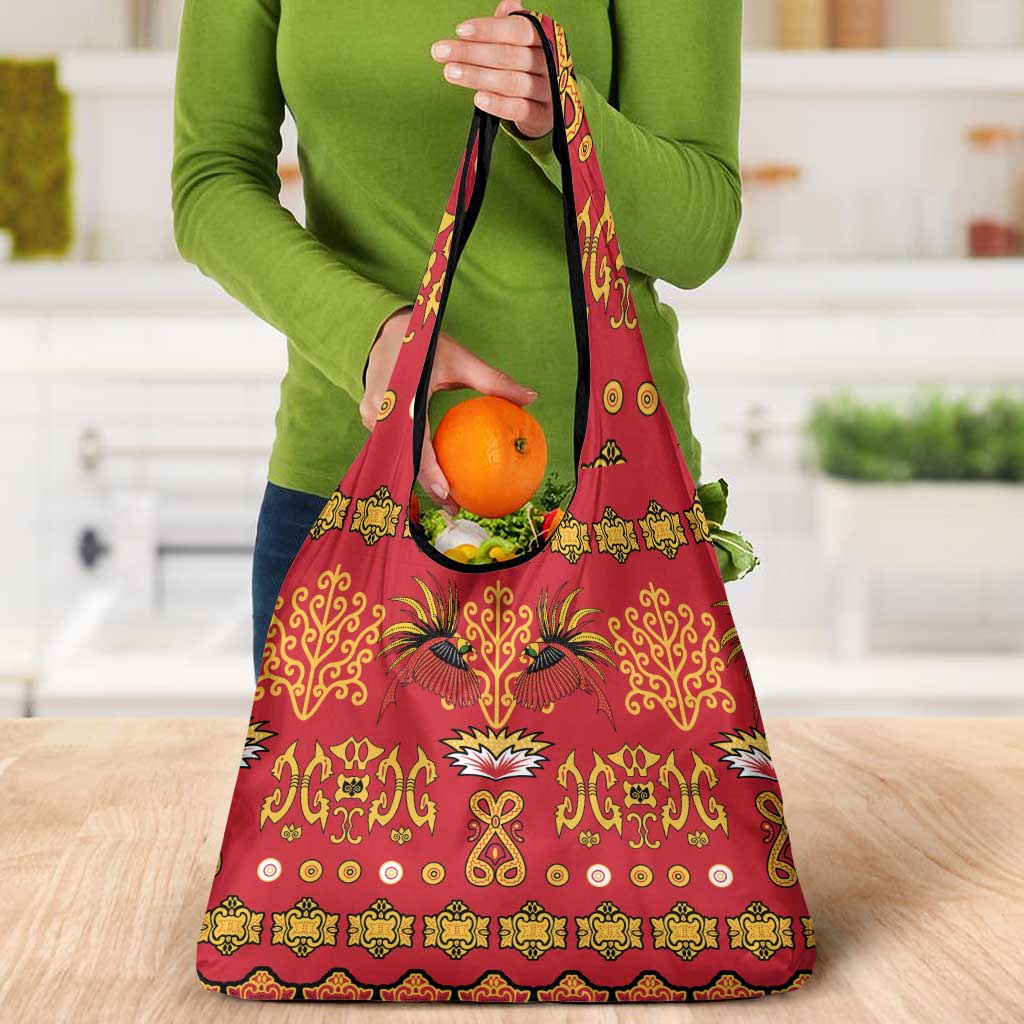 Papua Batik Motif Grocery Bag Papua Spirit Red Version - Polynesian Pride