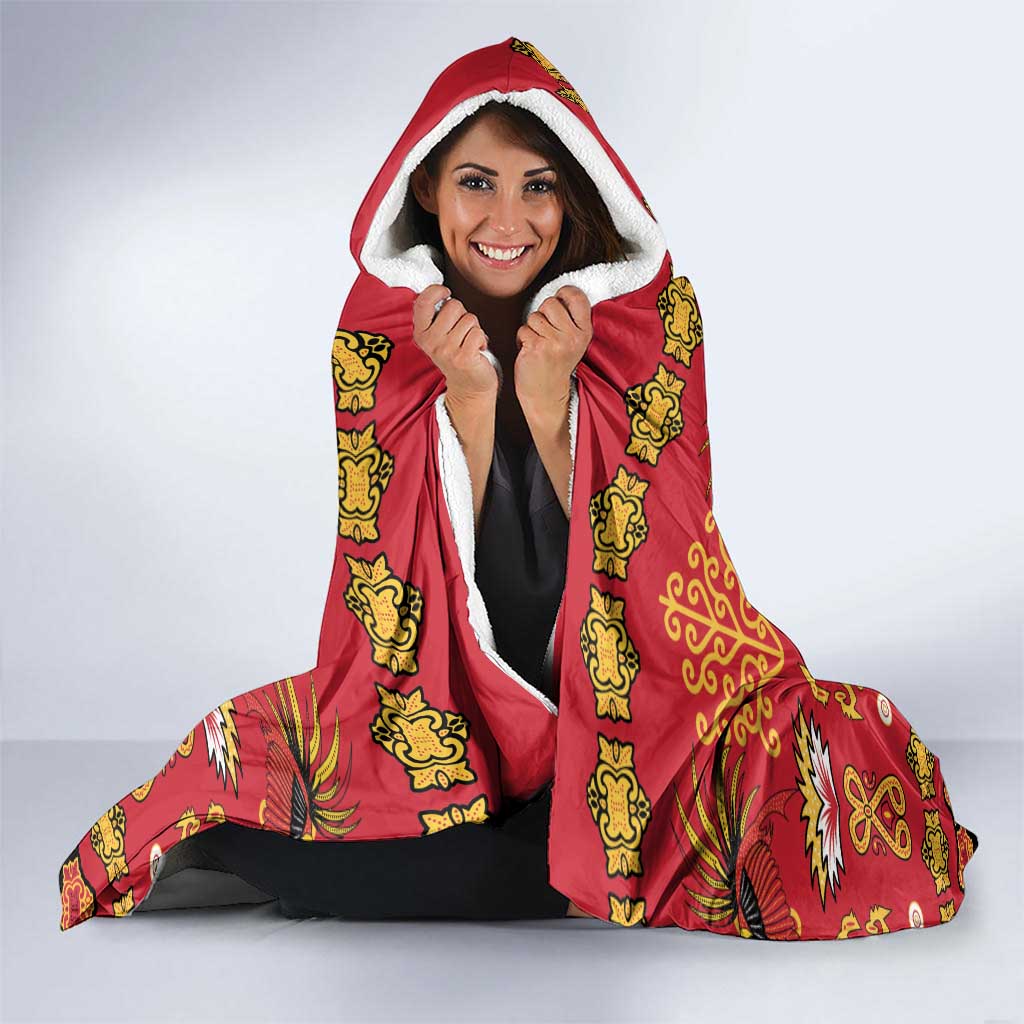 Papua Batik Motif Hooded Blanket Papua Spirit Red Version - Polynesian Pride