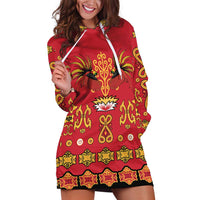 Papua Batik Motif Hoodie Dress Papua Spirit Red Version - Polynesian Pride