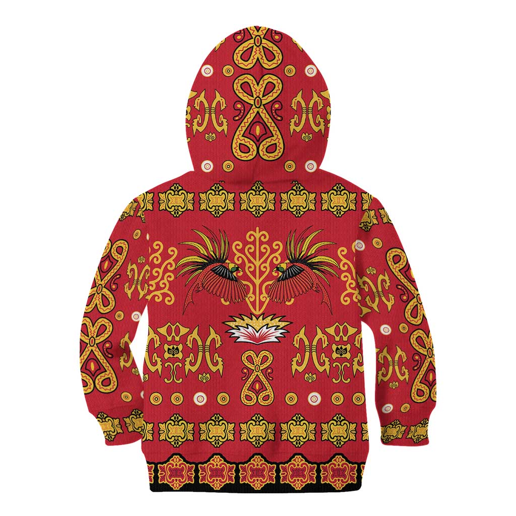 Papua Batik Motif Kid Hoodie Papua Spirit Red Version - Polynesian Pride