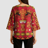 Papua Batik Motif Kimono Sleeve Blouse Papua Spirit Red Version - Polynesian Pride