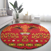 Papua Batik Motif Round Carpet Papua Spirit Red Version - Polynesian Pride