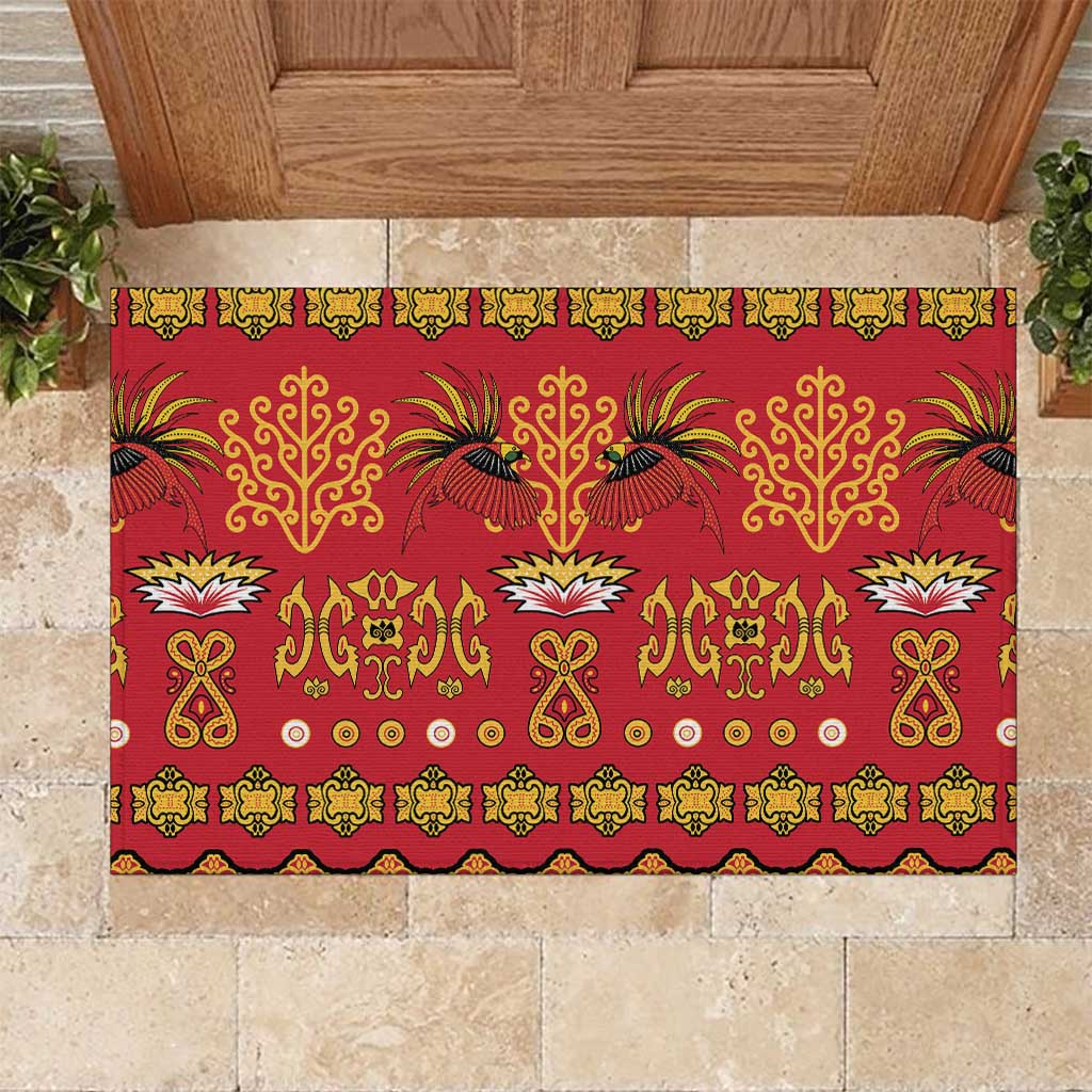 Papua Batik Motif Rubber Doormat Papua Spirit Red Version - Polynesian Pride