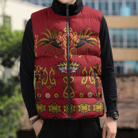 Papua Batik Motif Sleeveless Puffer Jacket Papua Spirit Red Version - Polynesian Pride