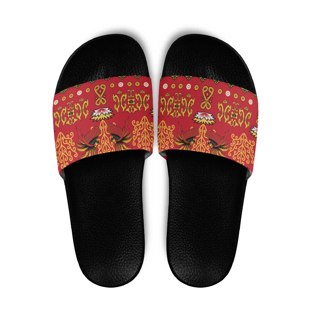 Papua Batik Motif Slide Sandals Papua Spirit Red Version - Polynesian Pride
