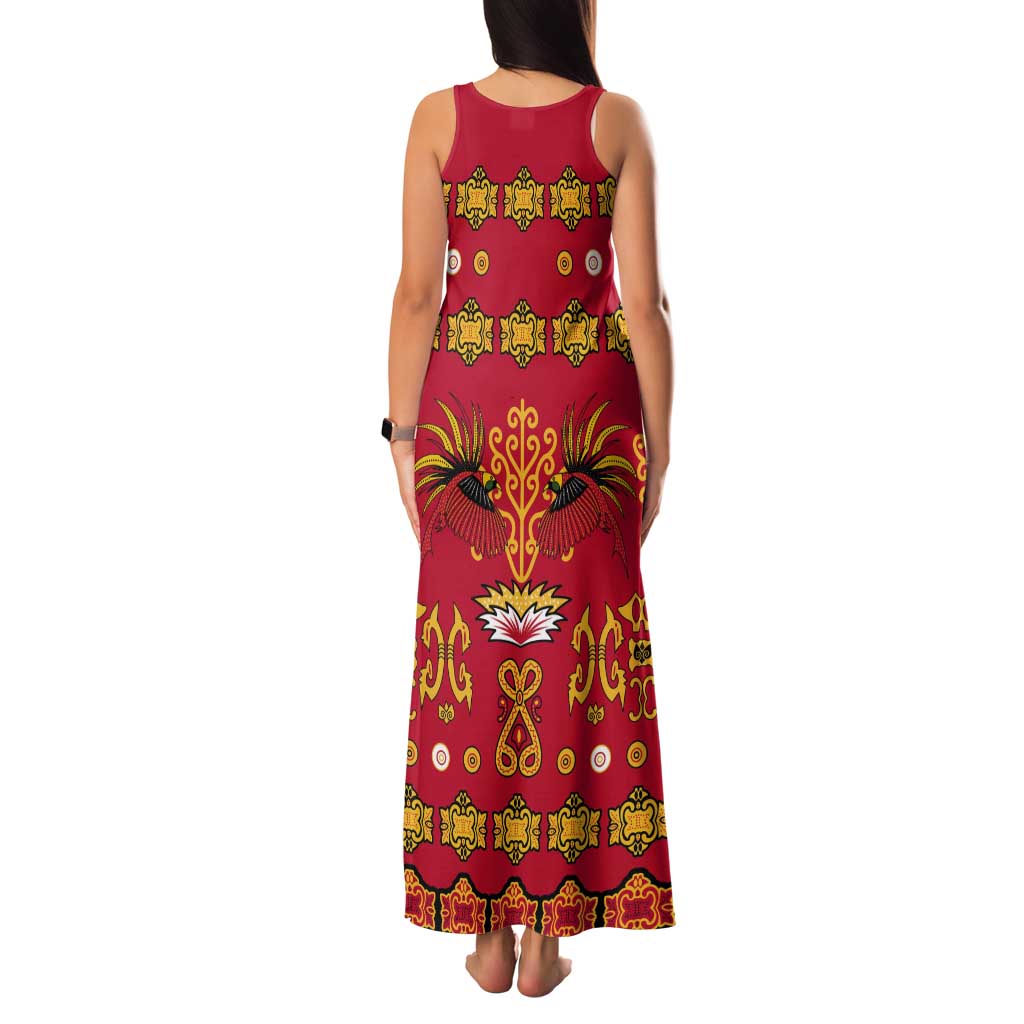 Papua Batik Motif Tank Maxi Dress Papua Spirit Red Version - Polynesian Pride
