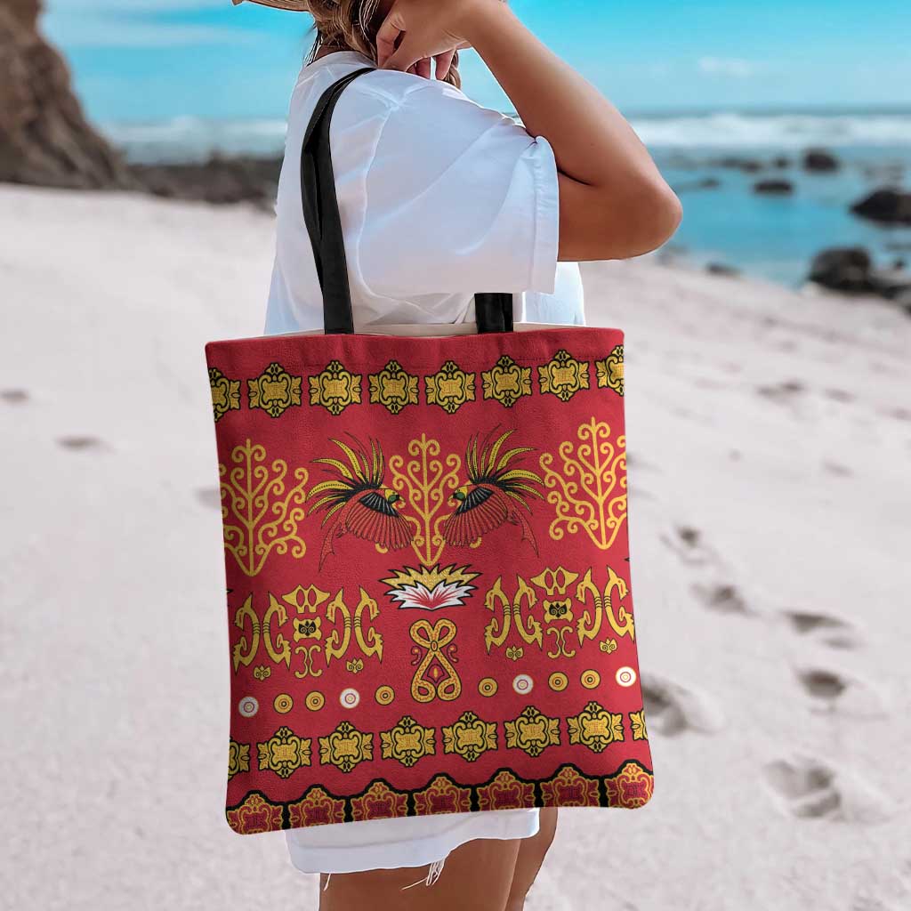 Papua Batik Motif Tote Bag Papua Spirit Red Version - Polynesian Pride