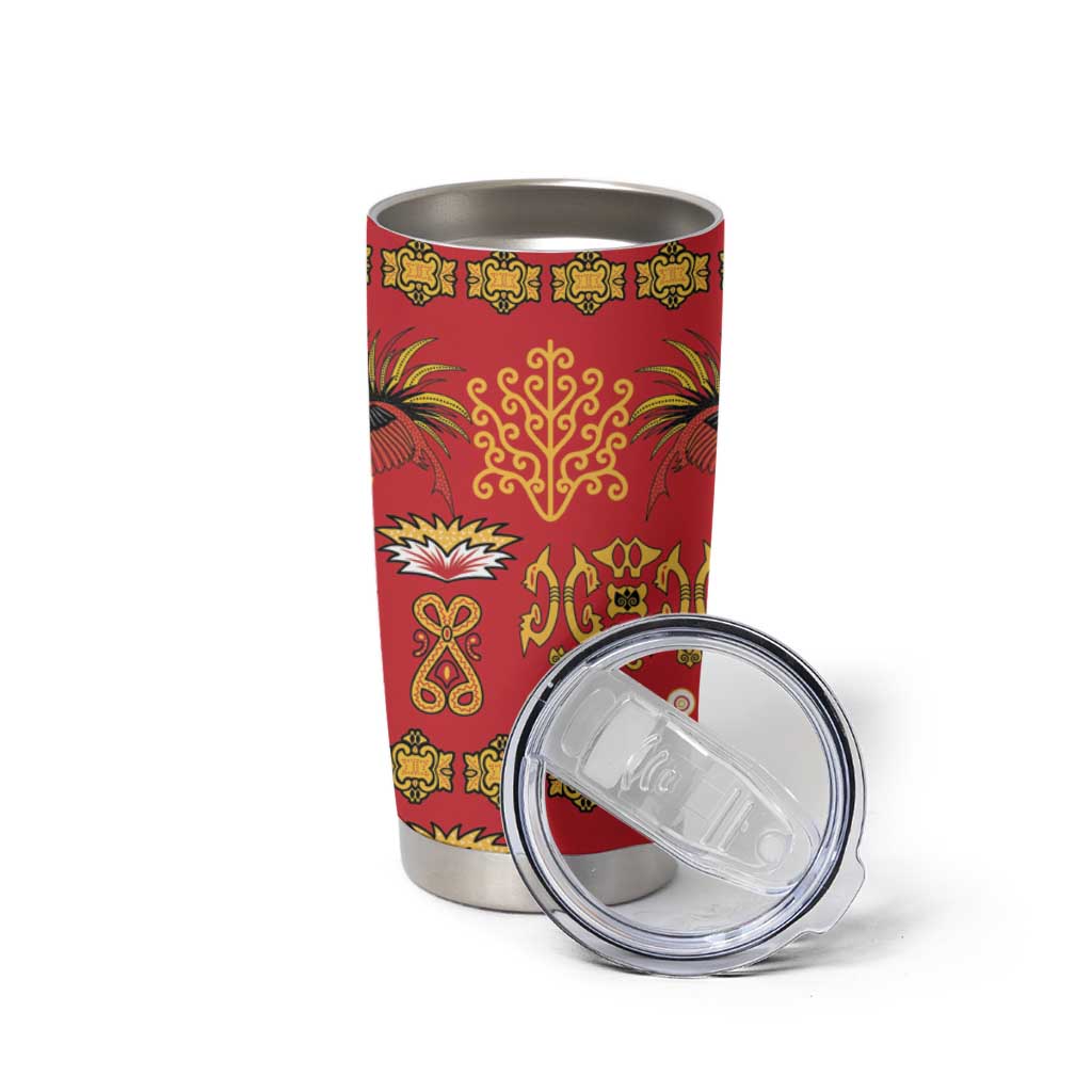 Papua Batik Motif Tumbler Cup Papua Spirit Red Version - Polynesian Pride