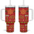 Papua Batik Motif Tumbler With Handle Papua Spirit Red Version - Polynesian Pride