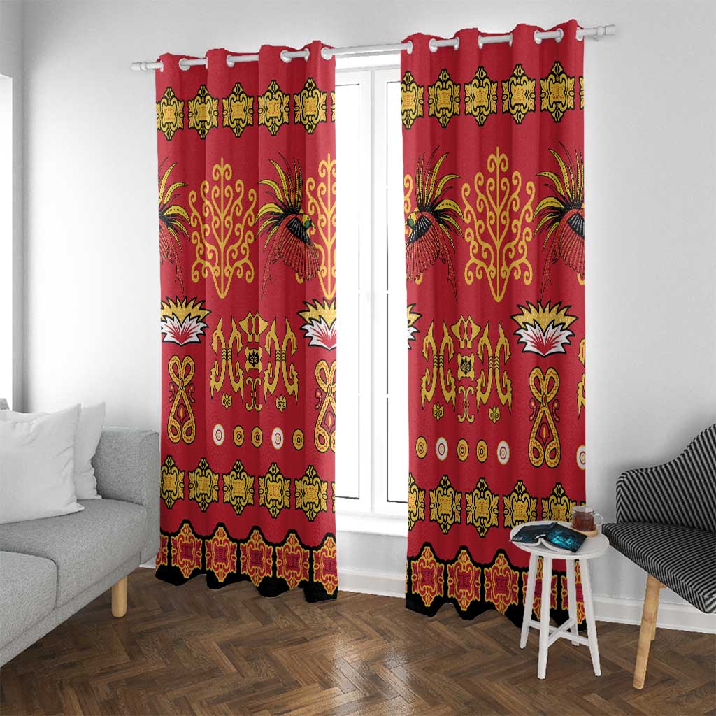 Papua Batik Motif Window Curtain Papua Spirit Red Version - Polynesian Pride