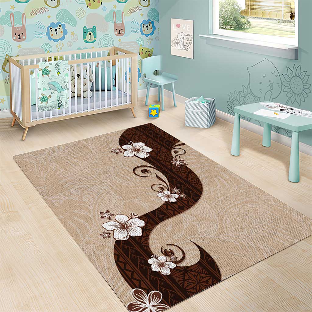 Polynesia Hibiscus Area Rug Cameo Curve Motif - Polynesian Pride