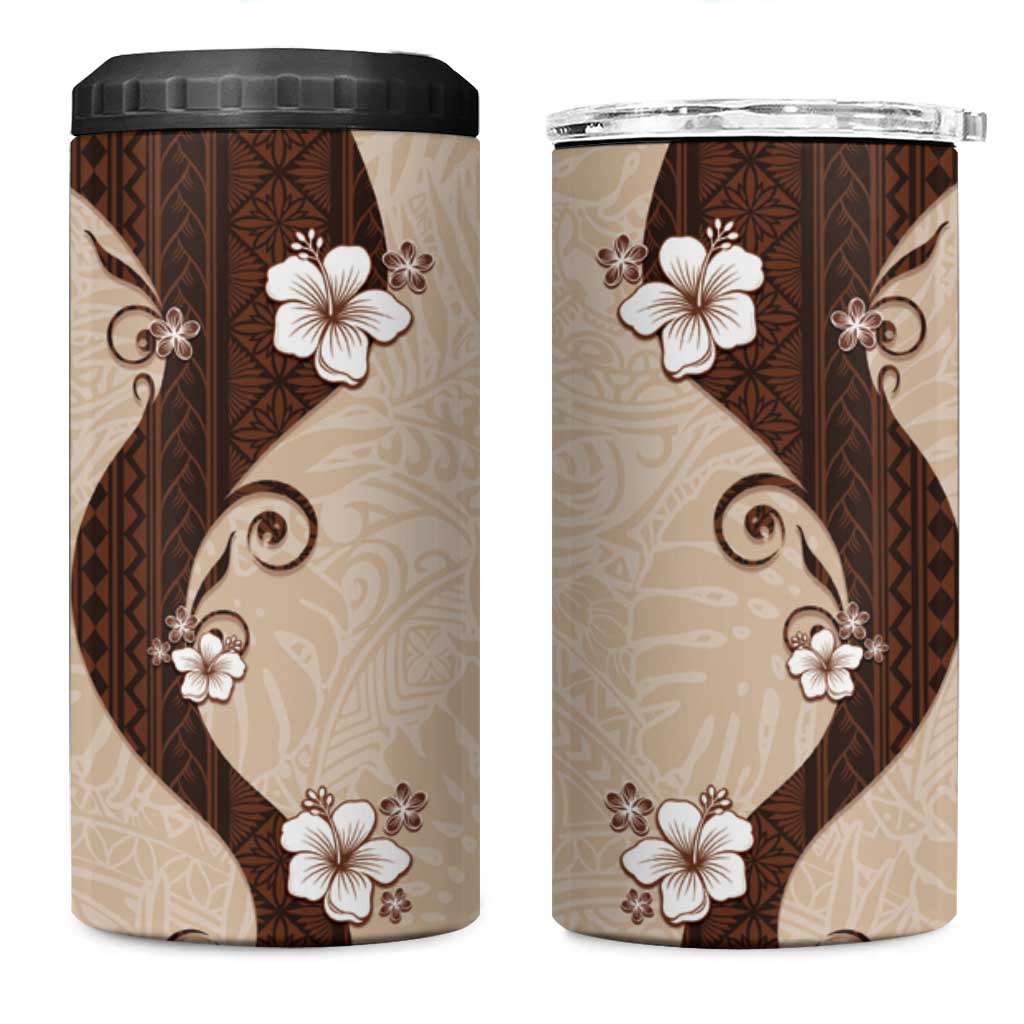 Polynesia Hibiscus 4 in 1 Can Cooler Tumbler Cameo Curve Motif - Polynesian Pride
