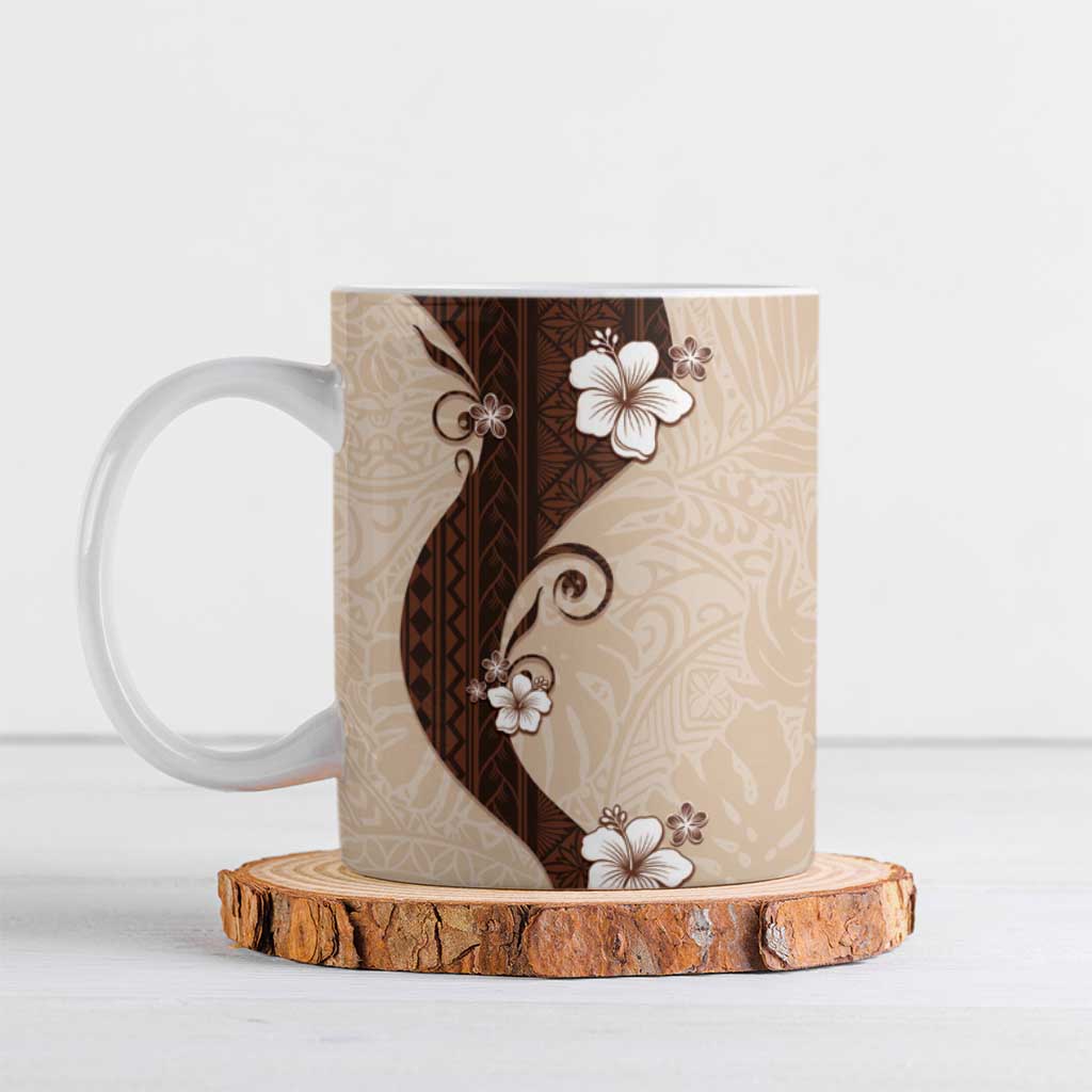 Polynesia Hibiscus Ceramic Mug Cameo Curve Motif - Polynesian Pride