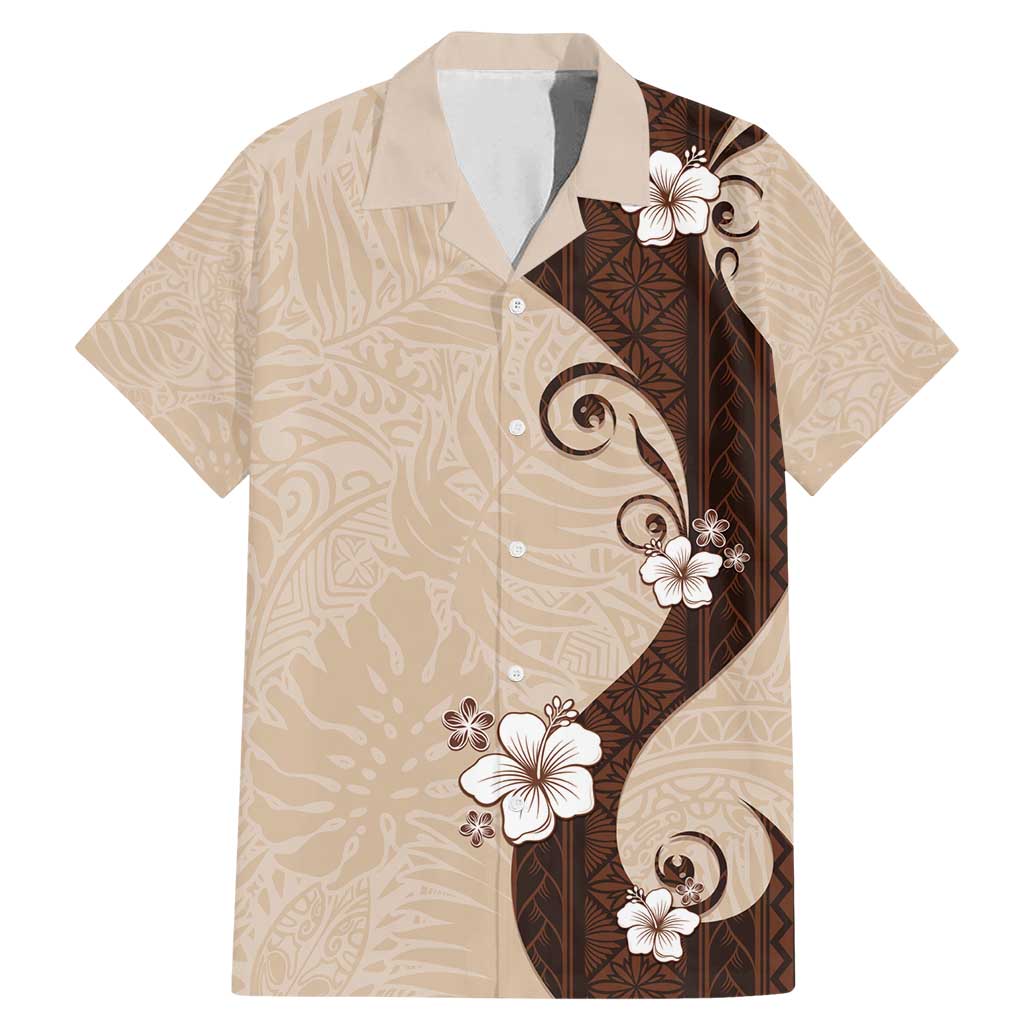 Polynesia Hibiscus Family Matching Mermaid Dress and Hawaiian Shirt Cameo Curve Motif - Polynesian Pride